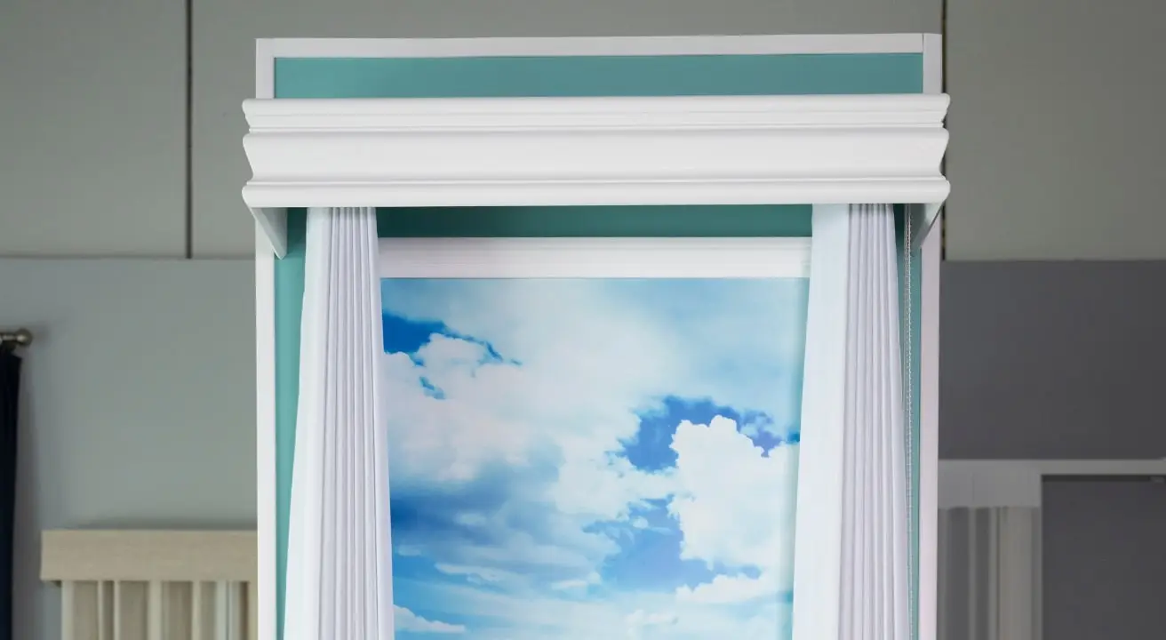 Family photo booth with cloud wallpaper